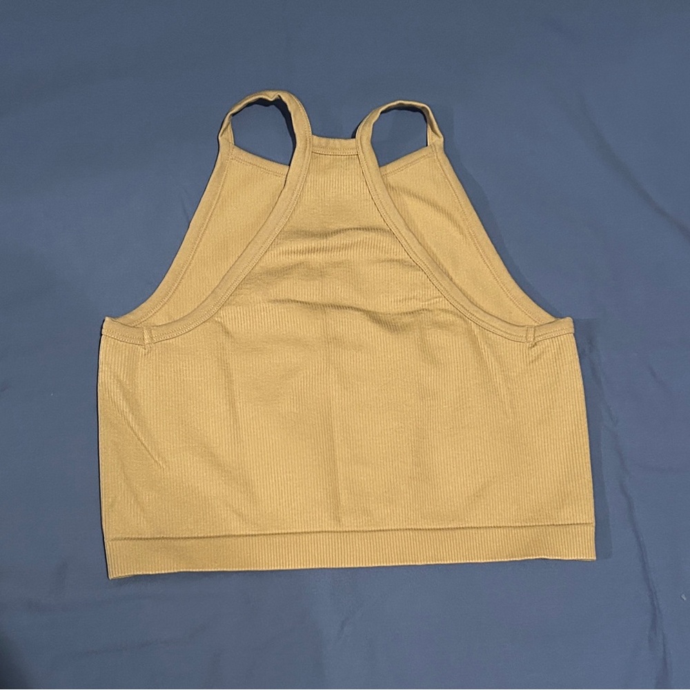 Tan Ribbed Crop Top - Picture 2 of 2